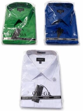 NWT Omega Italy 4XL Men’s Dress Shirts Lot of 3 NWT White Blue Green